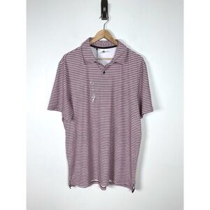 VRST Golf Polo Mens L Slub Stripe Rosewood Pink‎ Moisture Wicking Cooling
